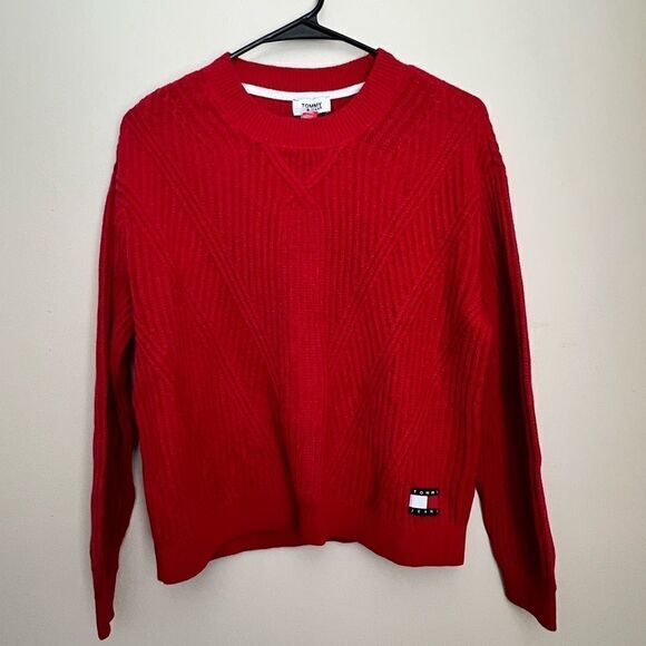 Red Cable Knit Crop Sweater XS NWOT - Picture 8 of 8